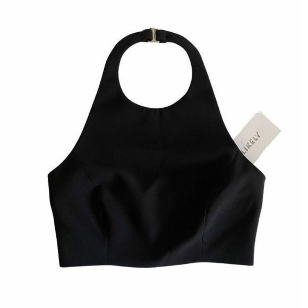 Likely Sleeveless Black Halter Crop Top Sz Small